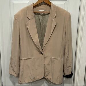VINTAGE POTOMAC COLLECTION WOMEN'S 100% SILK BLAZER, SIZE MED, BEIGE